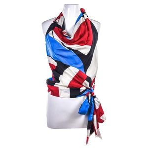 Lauren by Ralph Lauren Silk Nautical Top